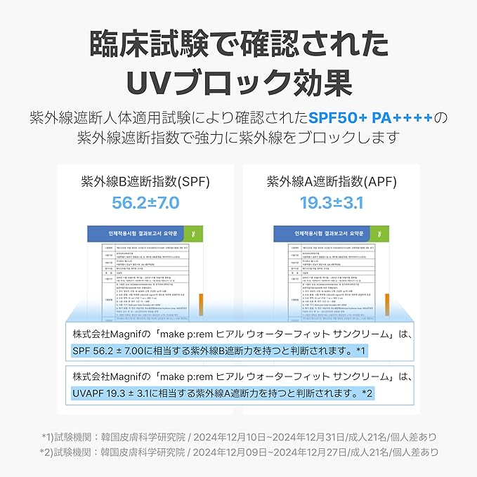MAKE P:REM Hyal Water-Fit Sun Cream, Law-Irritation Hydrating Face & Body Sunscreen, SPF 50+ PA++++, Korean Sunscreen, 3.38 fl.oz., 100ml
