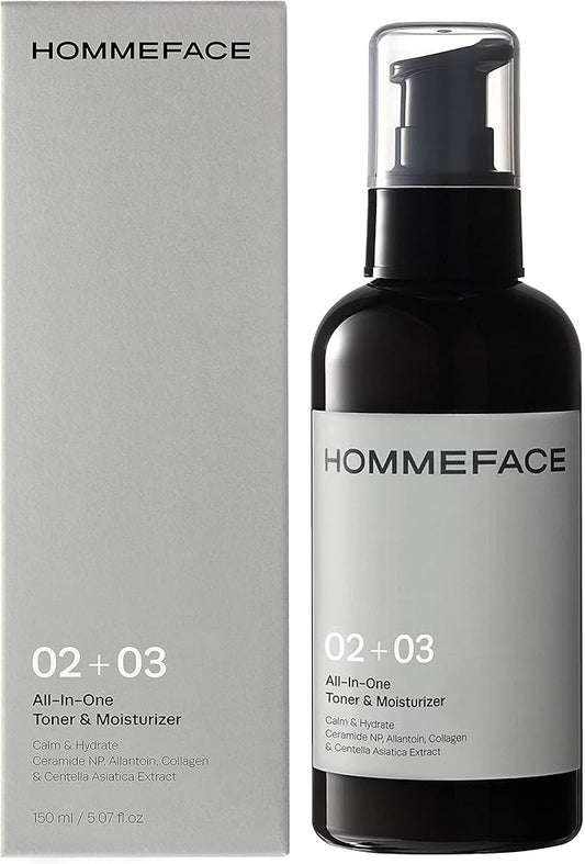 HOMMEFACE All-in-One Face Toner & Moisturizer for Men, 5.07 fl. oz., Lightweight, Alcohol-Free, After Shaving, for Dry, Combination & Oily Skin