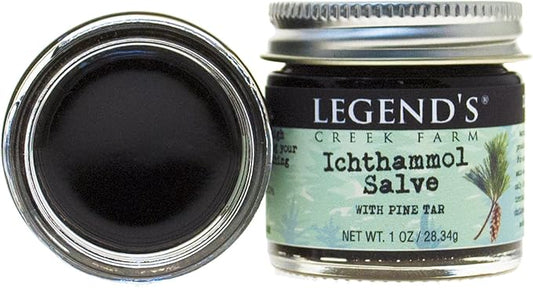 Legend's Creek Farm Herbal Salve - Healing Ointment with 20% Ichthammol Drawing Salve - Natural Balm for Stings, & Splinters - 1 oz - Handmade in USA (Ichthammol Pine Tar)