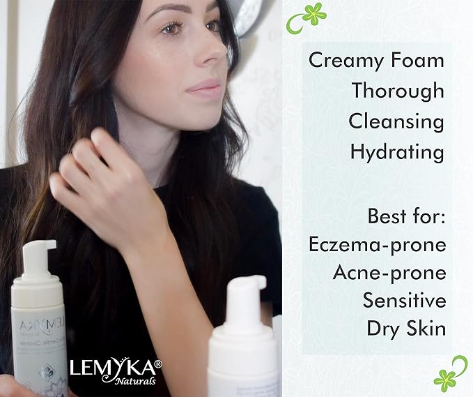 Foaming Face Wash - Gentle, hydrating for Rosacea, Eczema-prone, Acne, Dry, Sensitive Skin, Natural Facial Cleanser, pH 5.5, Fragrance-free, SLS-free, Paraben-free, 5.8OZ