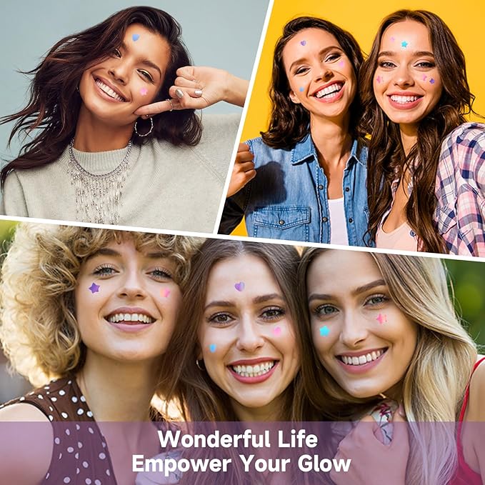 Star Acne Patch with Salicylic Acid Tea Tree Oil & Centella Asiatica, Hydrocolloid Pimple Stickers Iridescent Colors 96 Pcs 2 Sizes, Cute Star Heart Shaped Zits Blemishes Breakouts Patches