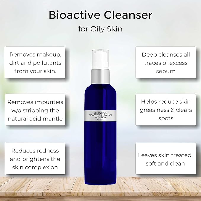 Bioactive Facial Cleanser Treatment for Oily Skin - Non-Foaming Face Wash Provides a Gentle Deep Clean and Eliminates Excess Oil (4.5 fl oz)