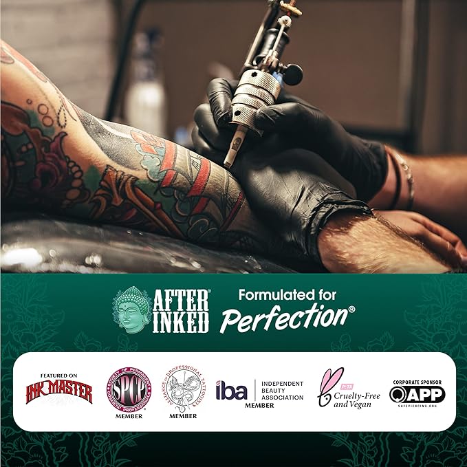 After Inked Tattoo Aftercare Lotion – Tattoo Moisturizing Balm, As Seen on INK MASTER – Hydrating Cream with Grape Seed Oil, Skin Nourishment & Daily Maintenance, Reclosable Pillow Pack (50-Pack), 7ml