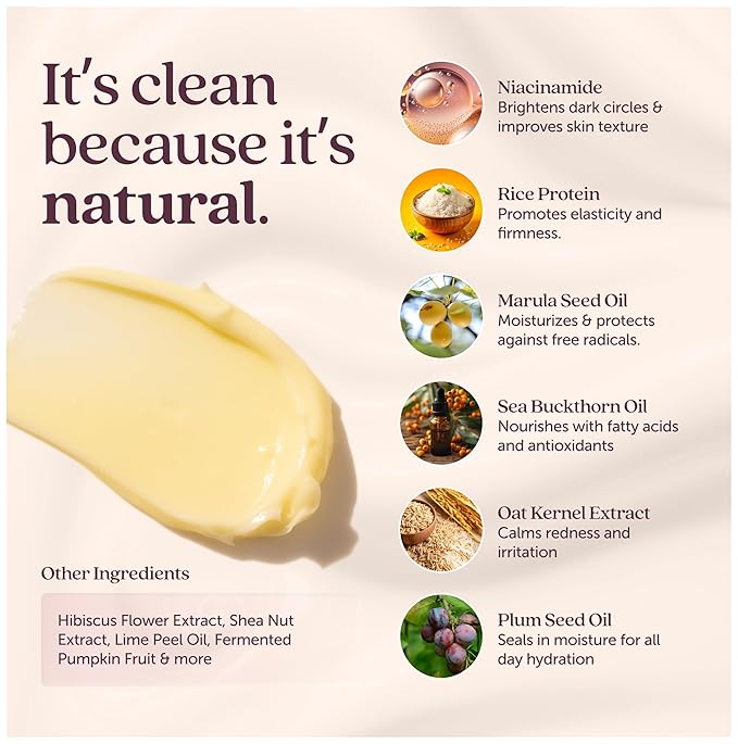 Cosmette Bright Embrace Brightening Eye Cream, Vegan Under Eye Butter for Dark Circles & Wrinkles with Niacinamide, Protect Sensitive Skin Against Aging, Natural Skincare for Clean Beauty, 0.5 FL Oz