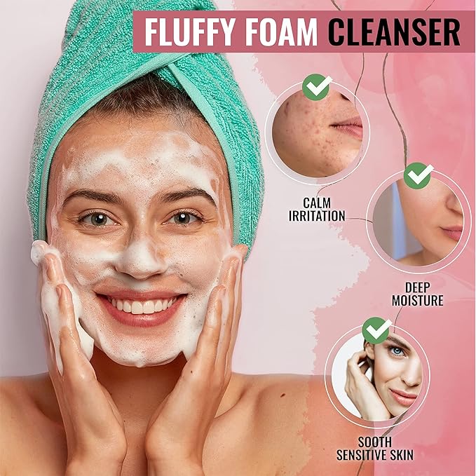 Korean Face Wash for Sensitive Skin - Water Based Bubble Skincare Cleanser - K Beauty Natural Acne Foaming Cleaner - Hydrating Skin Care Cleansing Foam with Low pH - Aloe Vera