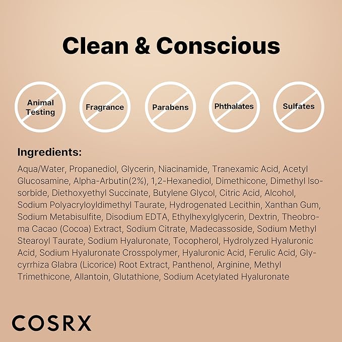 COSRX 2% Alpha Arbutin Discoloration Care Face Serum with Niacinamide, Glutathione & Tranexamic Acid, 1.7 fl oz – Serum for Face, Korean Skin Care