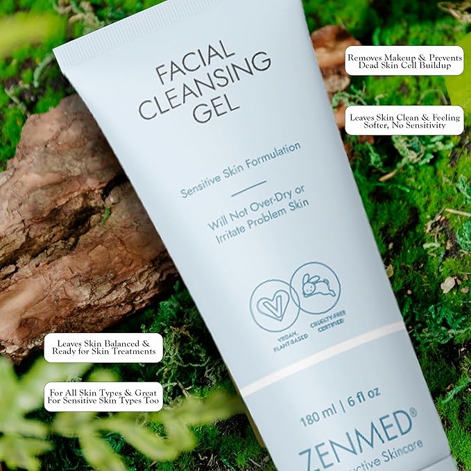 Gentle Facial Cleanser 6 oz for Women and Men - All-in-One Cleanser Face Wash | Hydrating Cleanser & Gel for Sensitive Skin | Natural, Organic Facial Wash - USA Made