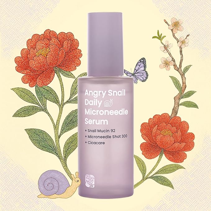 Angry Snail Mucin Serum 92%, Microneedling Shot 300, Cica care, 1.69 fl oz, 50ml, Hydrating serum