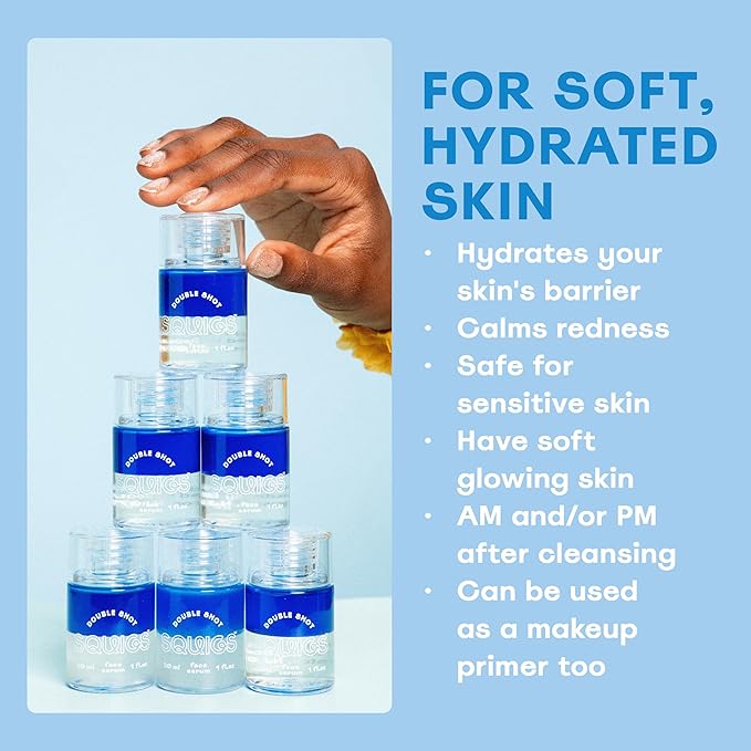 Squigs Bi-Phase Hyaluronic Acid Serum for Face - Ayurvedic Hydrating Face Serum with Niacinamide, Squalane & Turmeric for Moisturized, Glowing Skin - Vegan, Clean Beauty & Paraben Free - 1 FL OZ