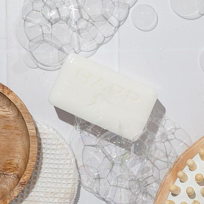 HARP pH-Balanced (5.0-6.0) Body Wash Bar - Soap-Free - Exceptionally Gentle For Dry or Sensitive Skin + Shea Butter + Borage oil | Non-Comedogenic | FRAGRANCE FREE (No Masking agents added)