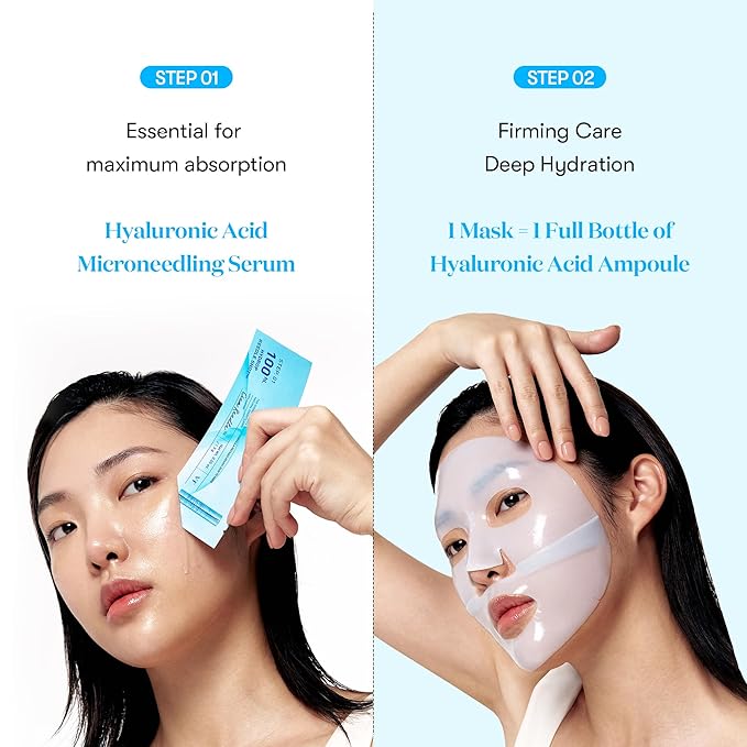 VT COSMETICS Hydrop Reedle Shot 100hl 2-Step Hydrogel Mask(34.5gx4ea), Intensive Hydrating, Exosome Hyaluronic Acid, Dewy & Glass Skin, Overnight Melting Mask, Korean Facial Mask