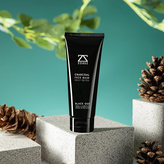 Black Oud Charcoal Face Wash for Men – Daily Detox Activated Charcoal Face Cleanser – Premium Mens Skincare – Refreshing Face Wash Gift for Men, 100ml