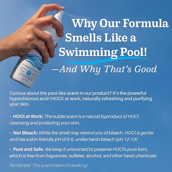 BioForce HOCl - Pure Hypochlorous Acid Spray for Face & Body - Acne-Prone Skin & Eczema, Piercing aftercare, Made in Canada, Gentle Skin Cleanser & Toner, pH Balanced, Non-comedogenic - NueVue (8.2oz)