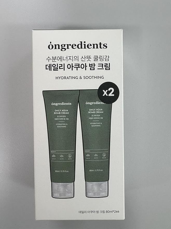 ONGREDIENTS Green Tea Cooling Cream, Water Gel Cream, Hydrating Cream For Oily Skin, Niacinamide, Hyaluronic Acid, 2.70 Fl Oz, 2 Pc