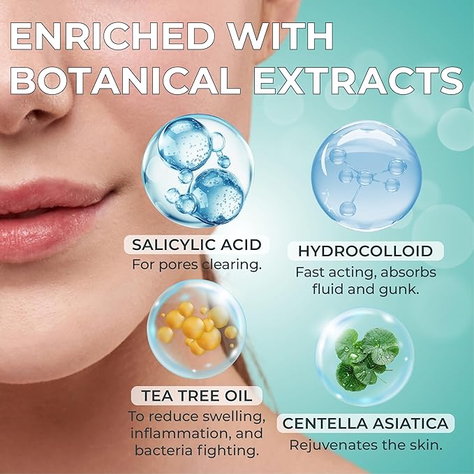 – 144 Count Hydrocolloid Acne Patches with Salicylic Acid, Tea Tree Oil & Centella – Clear Pimple Patch for Overnight Zit & Blemish Spot Treatment for Teens & Adults