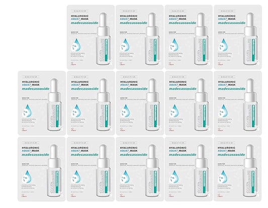 Hyaluronic Aqua Plus Essence Full Face Facial Sheet Mask 14 Sheets - 2 WEEKS SET (MADECASSOSIDE - 14 pack)