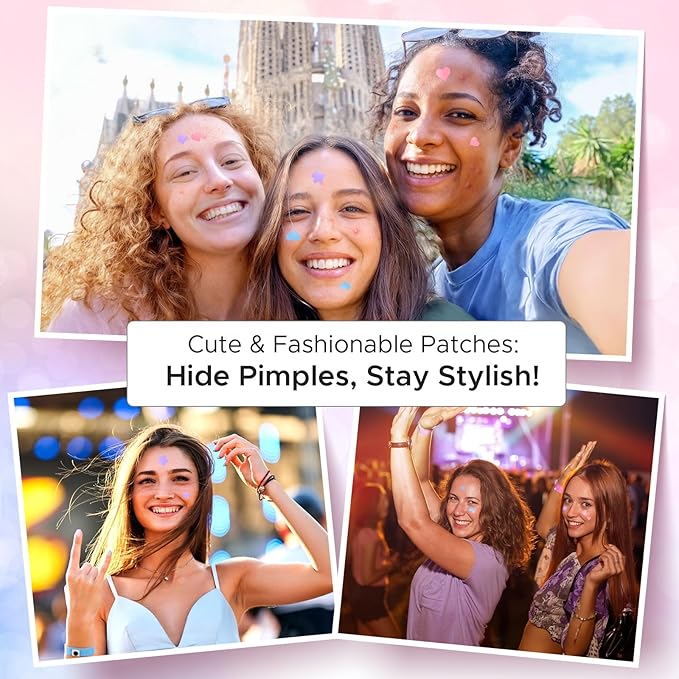 LitBear Acne Pimple Patch, 252 Dots 3 Shaped Colors Pimple Patches with Salicylic Acid, Tea Tree Oil & Calendula Oil, Hydrocolloid Acne Patch for Face, Blemish, Cute Zit Patch Pimple Sticker Acne Dots