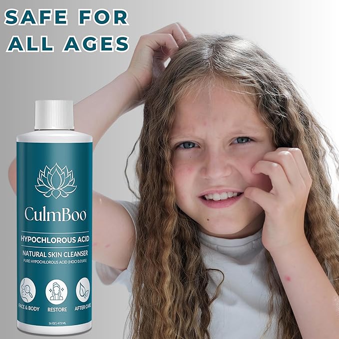 Hypochlorous Acid Spray for Face & Skin - Acne Prone Skin, Eczema, Natural Tattoo Aftercare, Piercing Aftercare Spray, Eye Lash Cleanser, Face Mist Toner, Wound Care Cleanser, 16 Fl Oz 1 Pack