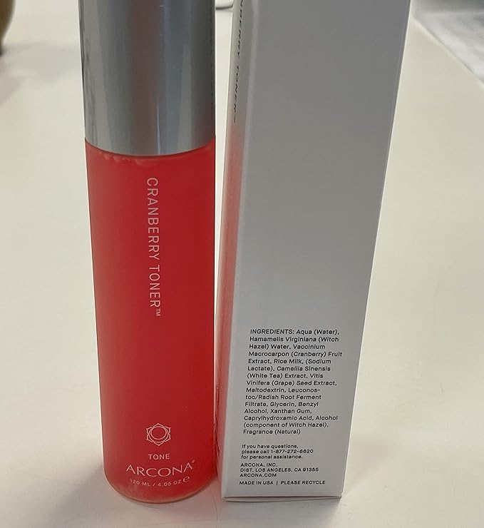 Arcona Cranberry Extract and Rice Toner - Hydrating Milky Brightening Tonic for Glowing Skin. 4.05 fl oz., Made in The USA
