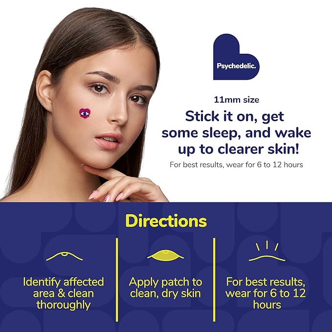 BioSwiss Pimple Patches, Psychedelic Shaped Acne Patch for Zits and Blemishes, Hydrocolloid Spot Stickers for Face and Skin, 72 Count