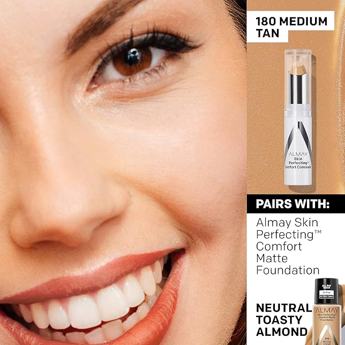Almay Skin Perfecting Comfort Concealer, Hypoallergenic, Cruelty Free, Tested, Medium/Tan
