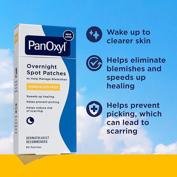 PanOxyl PM Overnight Spot Patches, Advanced Hydrocolloid Healing Technology, Fragrance Free, 80 Count