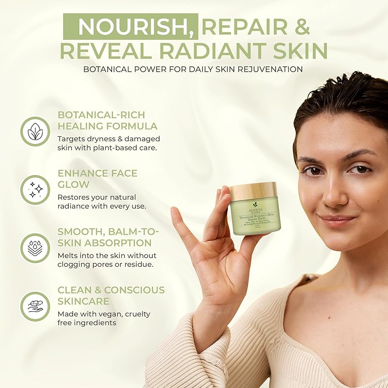 Botanical womanβs skin repair balm β Anti-Aging Moisturizer for Face, Body, Neck & DΓ©colletΓ© β Soothes Redness, Dryness, Itchy Skin β Calendula, Chamomile, Ginseng β 2oz Unscented