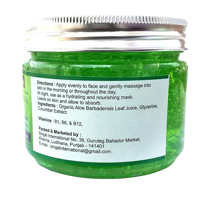 Aloe Vera Gel Pure Natural Organic Aloe Gel For Moisturizing Face Skin & Hair Care (Cucumber, 11.46 OZ)