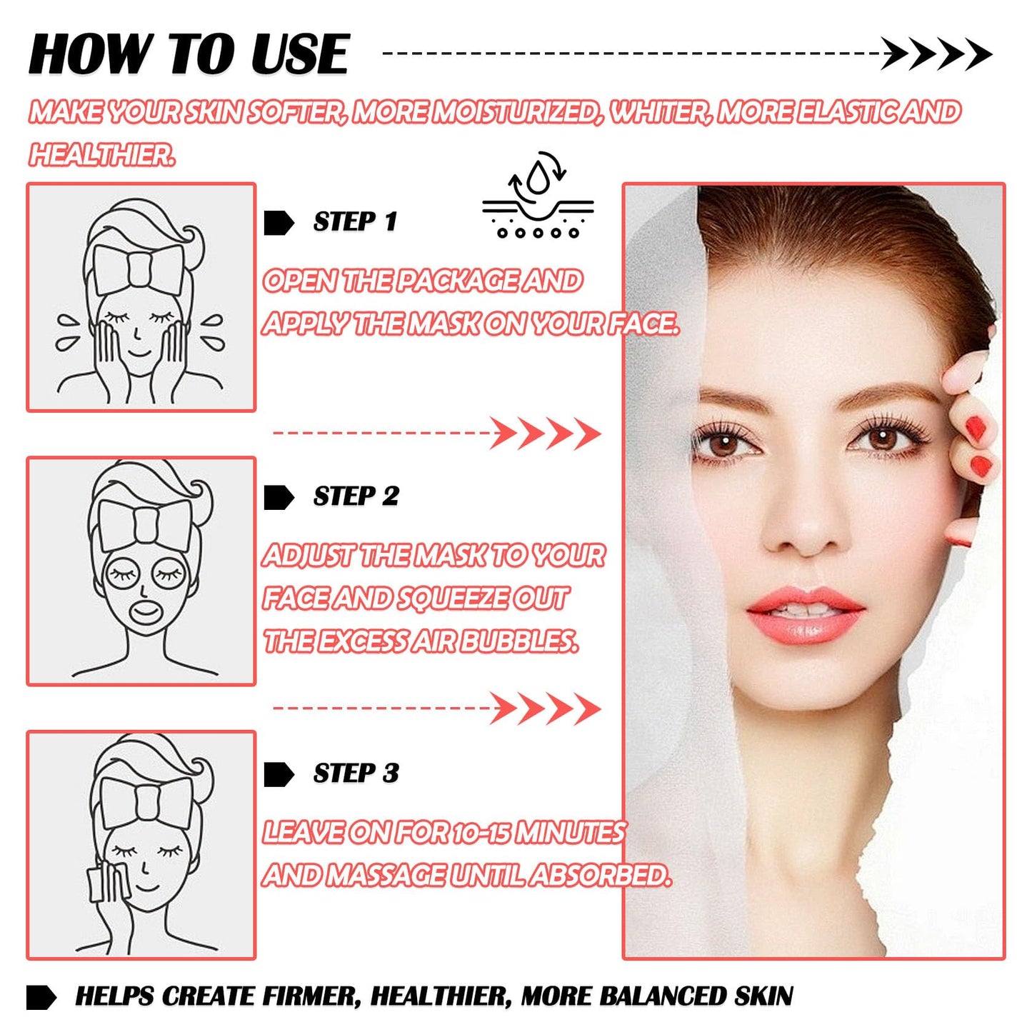 XMXueMei 20 Pcs Facial Sheet Mask Combo,Hydrating Face Mask,Easy to Use,Moisturizing Daily Sheet Mask
