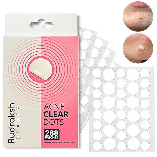 Rudraksh Pimple Patches for Face, 288 Counts, Hydrocolloid Pimple Patches, Invisible Patches for Face, Not Tested On Animals, 2 Multiple Sizes, Round Shape (288 Counts (2 Sizes))