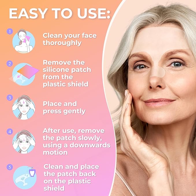 CLEVERFY Silicone Forehead Wrinkle Patches - Pack of 2 Reusable Silicone Patches for Face Wrinkles