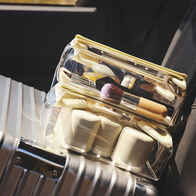 Cadence Travel Containers - Daily Routine Capsule Set - Magnetic Containers with Lids,4 Flex Mediums (1.32oz) & 3 Flex Smalls (0.56oz) - Shampoo, Conditioner, Body Wash, Pills, & More - Petal