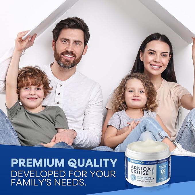 Hermon Arnica Bruise Cream Extra Strength: Fast-Acting for Bruising & Swelling on Thin Skin - High Strength Arnica Montana with Vitamins K, C & E–Hydrating Moisturizer for Face (4 oz(pack of 2))