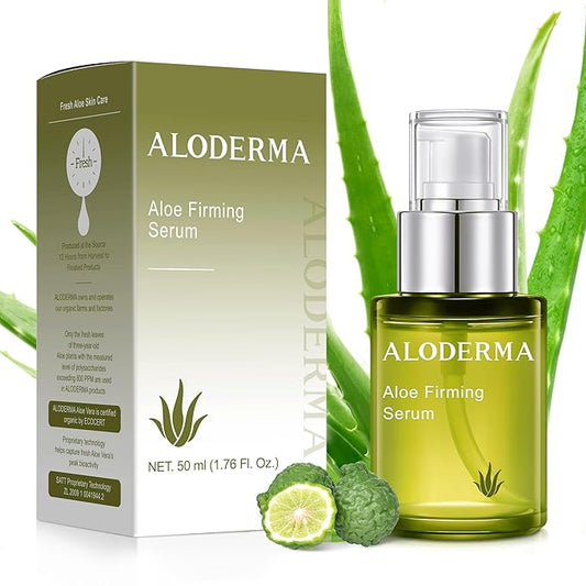 Aloderma Firming Face Serum with 63% Organic Aloe Vera - Age-Defying Face Plumping Serum for Radiant Skin - Tighten Skin, Reduce the Appearance of Fine Lines & Wrinkles with Hyaluronic Acid, 1.7 Oz