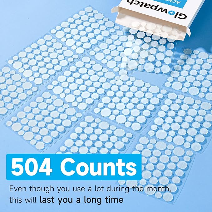 Pimple Patches for Face (504 Count), FSA Eligible Acne Patch Bulk, Zit Stickers 4 Sizes, Hydrocolloid Spot Stickers, Clear Acne Dots for Covering Zits, Blemishes and Breakouts