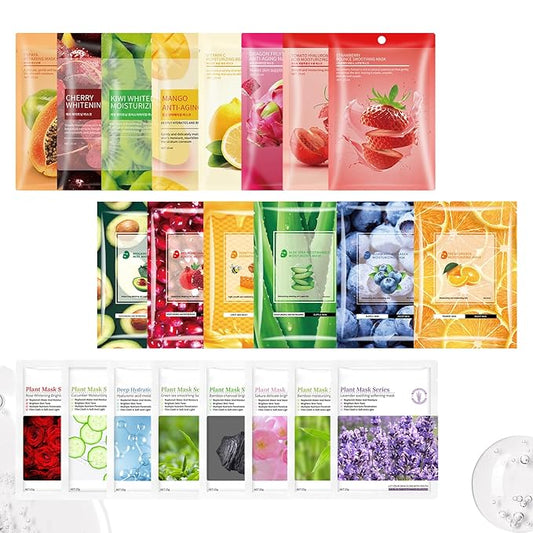22PCS Facial Mask,Moisturizing Face Mask Sheets Set,Hydrating Facial Sheet Mask Gifts Set for Women