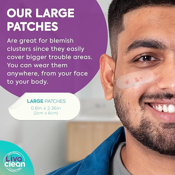 20 CT LivaClean Large Hydrocolloid Acne Patches - for Pore Spots Nose Face Cystic Pimple Zit Patch - Big Pimple Patches Hydrocolloid Bandages Strips