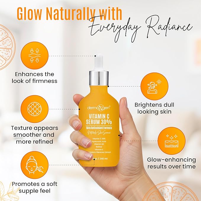 30% Vitamin C Serum (8 Fl Oz) Pure Organic Anti- Wrinkle + Hyaluronic Acid + Retinol + Vitamin E + Vitamin B, Facial Serum For Anti-aging, Wrinkles, And Fine Lines.