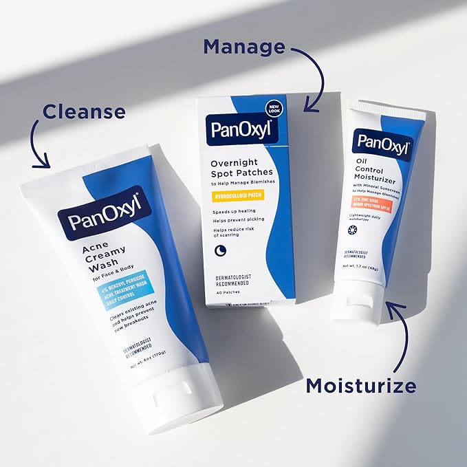 PanOxyl PM Overnight Spot Patches, Advanced Hydrocolloid Healing Technology, Fragrance Free, 40 Count Pack of 1