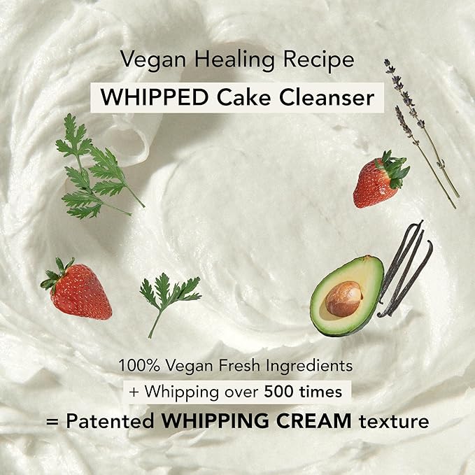 WHIPPED Cream Facial Cleanser Ddalva - Strawberry & Vanilla bean Face Wash - For Dry Dull Skin, Radiant Glow - Moisturizing Cleanser, Niacinamide, Hyaluronic Acid, Vegan Korean Skincare, 4.5 oz
