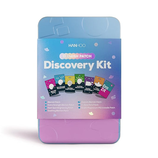 Hanhoo Blemish Patch Discovery Kit, 132 Total Patches, Hydrocolloid Pimple Patches, For Acne, Dark Spots, and Clogged Pores, Shrinks Pimples, Acne Spot Patches, Pore Patches, Microneedle Patches