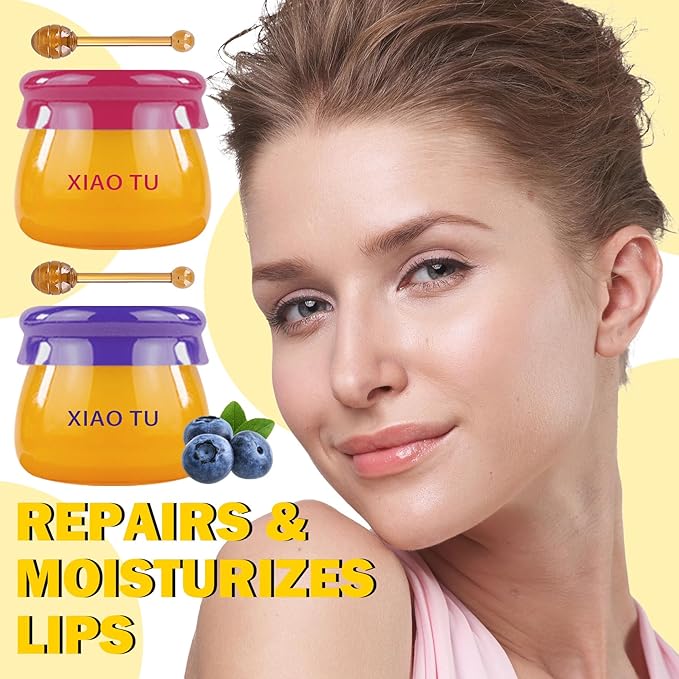 2PCS Lip Balm Honey Pot,Moisturizing Lip