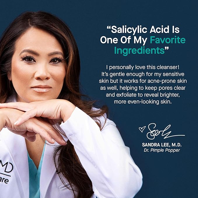 SLMD by Dr. Pimple Popper - Salicylic Acid Cleanser (2 fl oz) Exfoliating Gel Cleanser Face Wash Acne-Prone Skin - Face Wash Helps Reduce the Appearance of Blackheads & Whiteheads