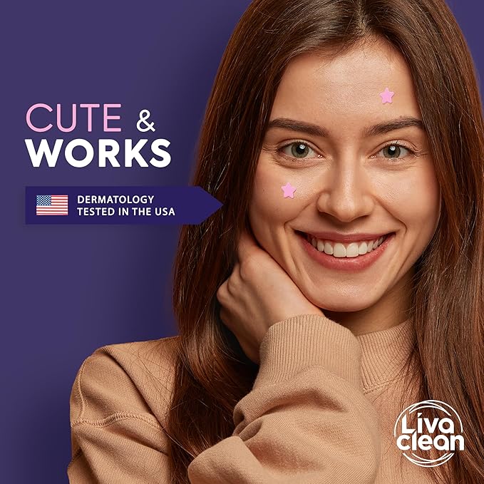 LivaClean Star Pimple Patches for Face w/Hydrocolloid, Salicylic Acid & Tea Tree, 240 Patches, Hydrocolloid Acne Patch, Cute Star Pimple Patch for Healing Stickers Zit Superstar