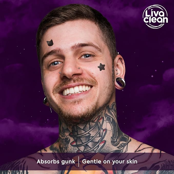 LivaClean 250CT Black Star Pimple Patches Midnight Magic w/Salicylic Acid & Tea Tree Oil - Pimple Patches for Face, Hydrocolloid Acne Patch, Cute Face Stickers, Zit Patch