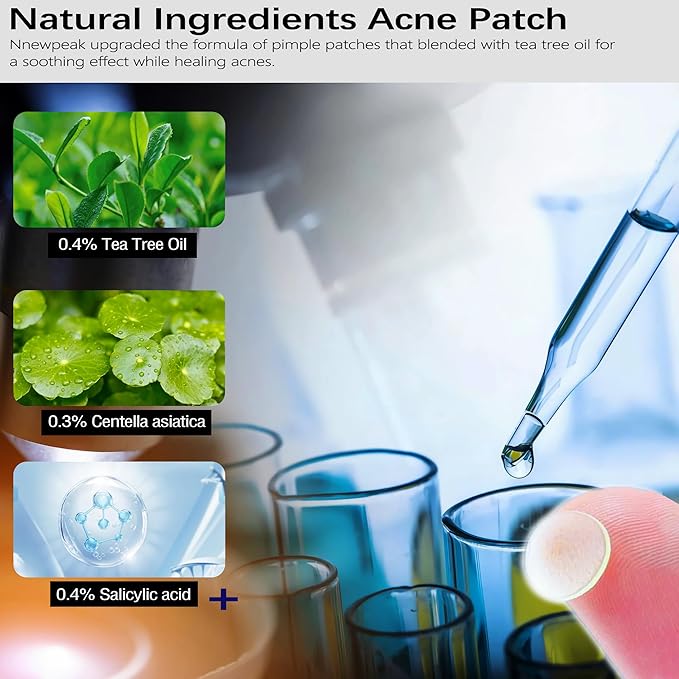 Acne Pimple Patches Invisible for Face Forehead, 12mm/9mm Hydrocolloid Acne Patches Stickers with Tea Tree Oil to Fast Relieve Zits, Acnes (5 Sheets/180 Patches)