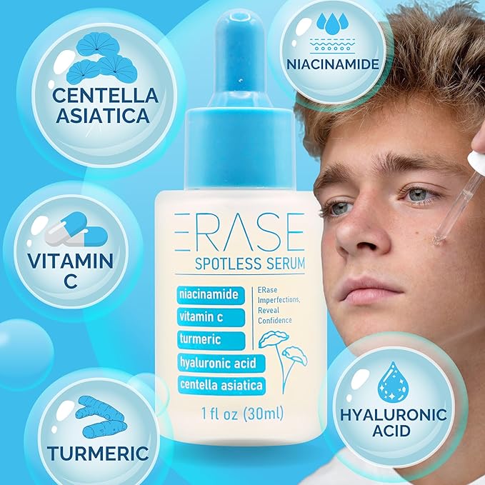 Spotless Serum - Vitamin C Serum for Dark Spots with Niacinamide 5%, Korean Skin Care, Proactive Acne Treatment For Face, Hyaluronic Acid Hydration, Soothing Turmeric & Centella Asiatica, 1fl oz