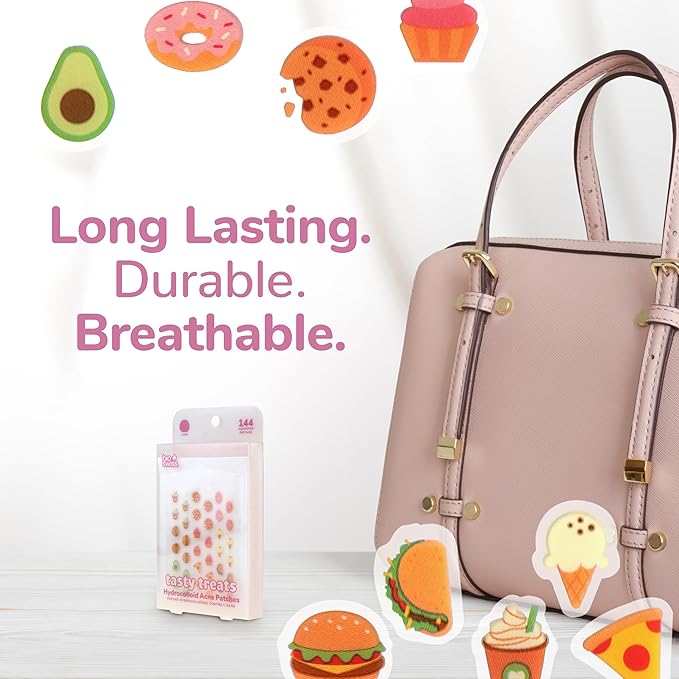 BioSwiss Pimple Patches, Tasty Treats Shaped Acne Patch for Zits and Blemishes, Hydrocolloid Spot Stickers for Face and Skin, 144 Count