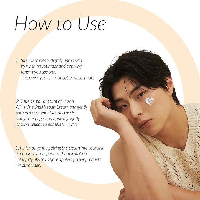 MIZON All-in-One Snail Repair Cream Korean Face Moisturizer with Snail Mucin & 12 Natural Extracts Hydrating & Nourishing Cream for Fine Lines, Wrinkles & Blemish Care Travel Size(1.18 Fl Oz)