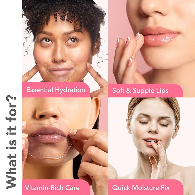 Patchology Rosé Gel Lip Mask - Overnight Lip Sleeping Mask with Resveratrol & Hyaluronic Acid for Moisturizing & Hydrating Dry Lips - Strawberry Scented Lip Care Solution (5 Count)